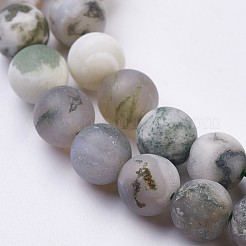 天然樹木瑪瑙ツリーアゲートビーズ連売り  艶消し  ラウンド  8~9mm  穴：1mm  約47個/連  14.9インチ（38cm）&nbsp;X-G-J376-11F-8mm