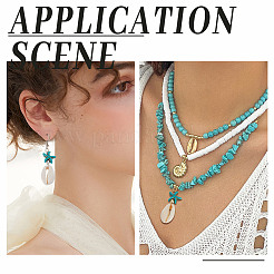 40 шт. подвески в виде морской звезды из натуральной ракушки каури и синтетической бирюзы двух цветов&nbsp;PALLOY-HY00105