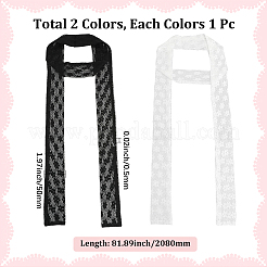 2шт 2 цвета полиэстер кружевной длинный шелковый шарф для женщин и девочек AJEW-GF0011-28E