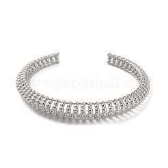 Bracelets à manchette creuse en laiton et zircone cubique&nbsp;BJEW-D039-06P