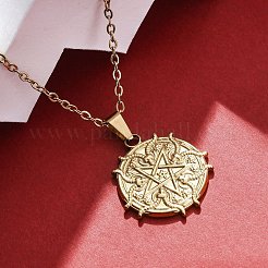 Ожерелья с подвеской в виде демонической козлиной пентаграммы из нержавеющей стали 304&nbsp;NJEW-M096-39G