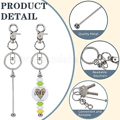 16 Stück 16-Farben-Legierung Beadable Bar Schlüsselanhänger für DIY Handwerk Schmuckherstellung&nbsp;KEYC-SZ0001-20
