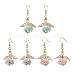 Серьги-подвески в форме ангела из искусственного жемчуга EJEW-JE06729