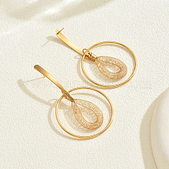 Железные серьги-гвоздики с полыми круглыми подвесками RS3089