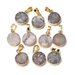 Плоские круглые окрашенные естественно druzy агат подвески&nbsp;G-F229-18A