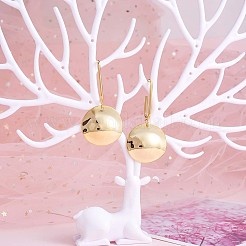 合金 オーバル ツイスト フラット ラウンド ダングル スタッド ピアス  女性用ロングドロップピアス  ゴールドカラー  61.5x30.2mm  ピン：0.7mm&nbsp;JE1015A