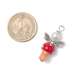 Бусины ручной работы в технике лэмпворк с подвесками из стеклянных жемчужин круглой формы PALLOY-MZ00696