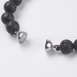 Natürliche Lava Rock Perlen Stretch Armbänder&nbsp;BJEW-I241-12E