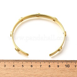 Прозрачный кубический цирконий плоский круглый открытый браслет-манжета BJEW-J165-07G