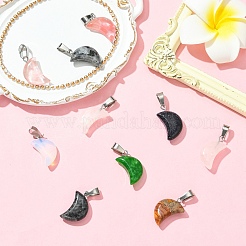 10 шт. подвески из натуральных и синтетических смешанных драгоценных камней в форме луны&nbsp;G-YW0002-21