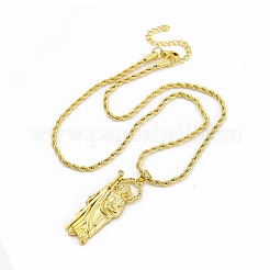 Латунные микропаве прозрачные кубические цирконии кулон святой Иуда ожерелья NJEW-C071-01A-G