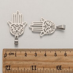 変色しにくいハムサの手/ファティマの手/ミリアムの手 304 ステンレススチールペンダント  ステンレス鋼色  30.5x21.5x1mm  穴：4x6mm&nbsp;STAS-F016-18P