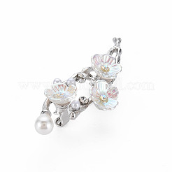 Брошь из цветка сливы с веткой из смолы с искусственным жемчугом JEWB-N007-023P-FF