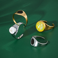 4 шт. 2-цветное ионное покрытие (IP) нержавеющая сталь 304 овальная массивная открытая манжета кольцо фурнитура RJEW-UN0001-23