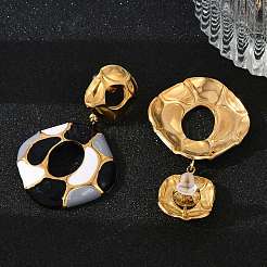 Женские серьги-гвоздики из нержавеющей стали 304 с эмалью EJEW-F353-01G-02