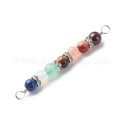 7 Chakra gemischter Edelstein-Kupferdraht umwickelter Verbindungsanhänger&nbsp;PALLOY-JF01900-01