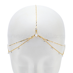 Сплав со стразами цепочка для волос DIY-WH20058-11G
