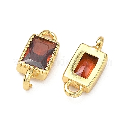 Dijes de conector rectangular de circonita cúbica pavé de latón&nbsp;KK-P348-10G-06