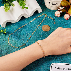 Латунный браслет-цепочка в форме сердца и ожерелье с карабинами из нержавеющей стали 304&nbsp;SJEW-TA0001-03