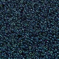 MIYUKIラウンドロカイユビーズ  日本製シードビーズ  （rr314)モンタナブルーゴールド光沢  15/0  1.5mm  穴：0.7mm  約5555PCS /ボトル  10 G /ボトル&nbsp;SEED-JP0010-RR0314