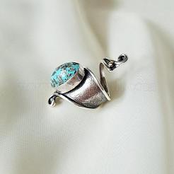 Овальные кольца из богемной синтетической бирюзы FS-WGBF170-01