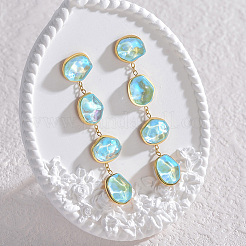 Pendientes colgantes de acero inoxidable 304 y vidrio&nbsp;WGE7ABD-01