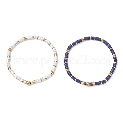 2 шт. эластичные браслеты из натуральных бусин говлита и лазурита для женщин&nbsp;BJEW-JB13214