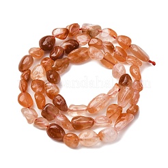 Нити бусин из натурального красного меха кролика с рутиловым кварцем G-K395-A03-01