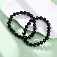 Браслеты из натурального турмалина с круглыми бусинами для мужчин и женщин BJEW-G743-01A