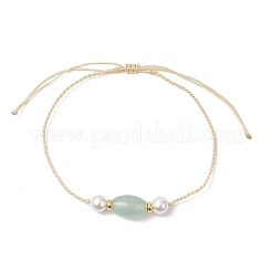 Браслеты из бисера из натурального зеленого авантюрина BJEW-JB11985