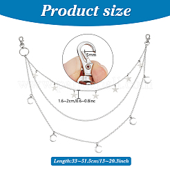 4 шт. 4 стиля сплав луна звезда подвески латунные удлинительные цепочки для сумок&nbsp;HJEW-PH02076