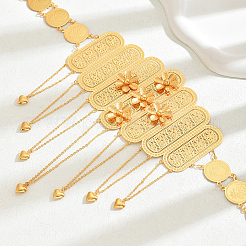 Цепочка из сплава в стиле бохо с цветочным принтом в виде монеты и кисточкой в форме сердца для женщин WL4695