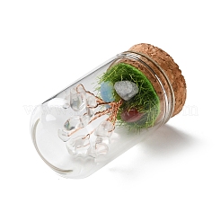 Scaglie di cristallo di quarzo naturale albero dei soldi in vasi di vetro a cupola con decorazioni espositive di base in legno&nbsp;DJEW-K030-02A