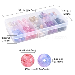 220шт 10 цвета прозрачные хрустящие стеклянные бусины нити GLAA-YW0001-49