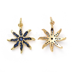 Pendentifs en laiton zircon cubique micro pavé bleu&nbsp;KK-I658-57A