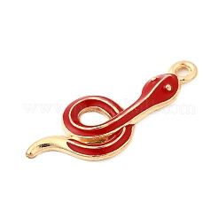 合金エナメルチャーム  スネークチャーム  ゴールドカラー  ファイヤーブリック  28.5x12x2mm  穴：1.8mm&nbsp;FIND-U031-14G-02