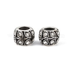 アンティークシルバーメッキ合金ラインストーン大穴ヨーロピアンビーズ  葉とロンデル  クリスタル  9x7mm  穴：5mm&nbsp;X-MPDL-R041-02A