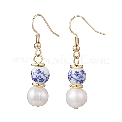 2 пара круглых латунных серег-подвесок&nbsp;EJEW-JE06878