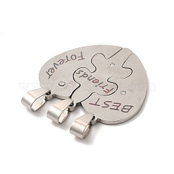 Подвески со стразами из нержавеющей стали «дружба 201»&nbsp;STAS-K251-018P