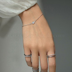 Комплекты цепочек и браслетов из стерлингового серебра с микропаве из прозрачных кубических цирконий RC3582-5