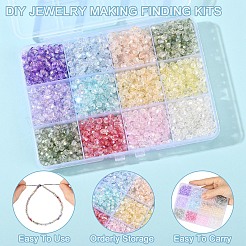 2400шт 12 цвета прозрачные окрашенные распылением стеклянные бусины&nbsp;EGLA-YW0005-29