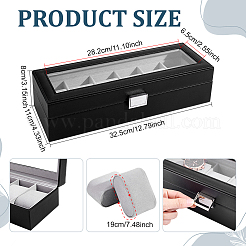 Boîtes de rangement pour montres en cuir PU à 6 emplacement&nbsp;LBOX-WH0007-002A