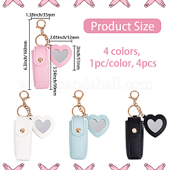 4 шт. 4-цветный брелок-подставка для помады из искусственной кожи в форме сердца&nbsp;KEYC-CL0001-35