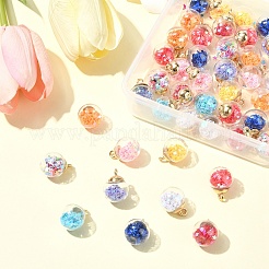 50 шт. 10-х цветные стеклянные круглые подвески&nbsp;GLAA-YW0004-54