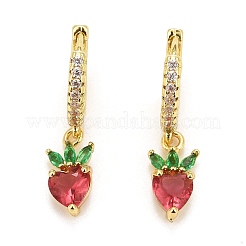 Серьги-кольца Huggie из латуни с микропаве из кубического циркония X-EJEW-F278-11G