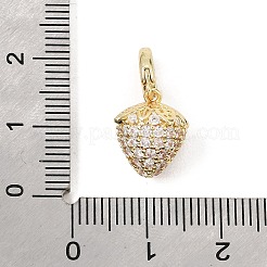 真鍮製マイクロパヴェキュービックジルコニアペンダント  イチゴのチャーム  ゴールドカラー  透明  21mm  穴：5.5x4mm&nbsp;CU-CBAAD26-02C-G