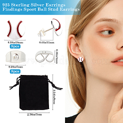 4 пара серег-гвоздиков из сплава в виде спортивного мяча для женщин&nbsp;EJEW-BBC0001-52A
