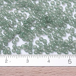 MIYUKIラウンドロカイユビーズ  日本製シードビーズ  11/0  （rr2375)透明ライトモスグリーンの光沢  2x1.3mm  穴：0.8mm  約5500個/50g&nbsp;SEED-X0054-RR2375