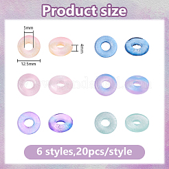 120 шт. 6-х цветные прозрачные стеклянные европейские бусины GLAA-DC0001-56