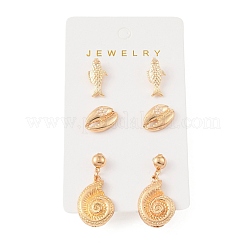 Ensembles de boucles d'oreilles à clous en alliage océan&nbsp;AL-H003-01C-G